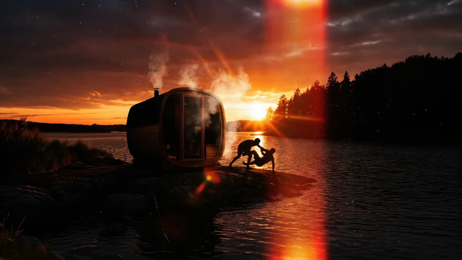 Sauna nordique haut de gamme dans la forêt, design arrondi signature
