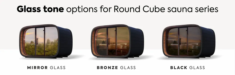 Teintes de vitre Round Cube : miroir, bronze, noir