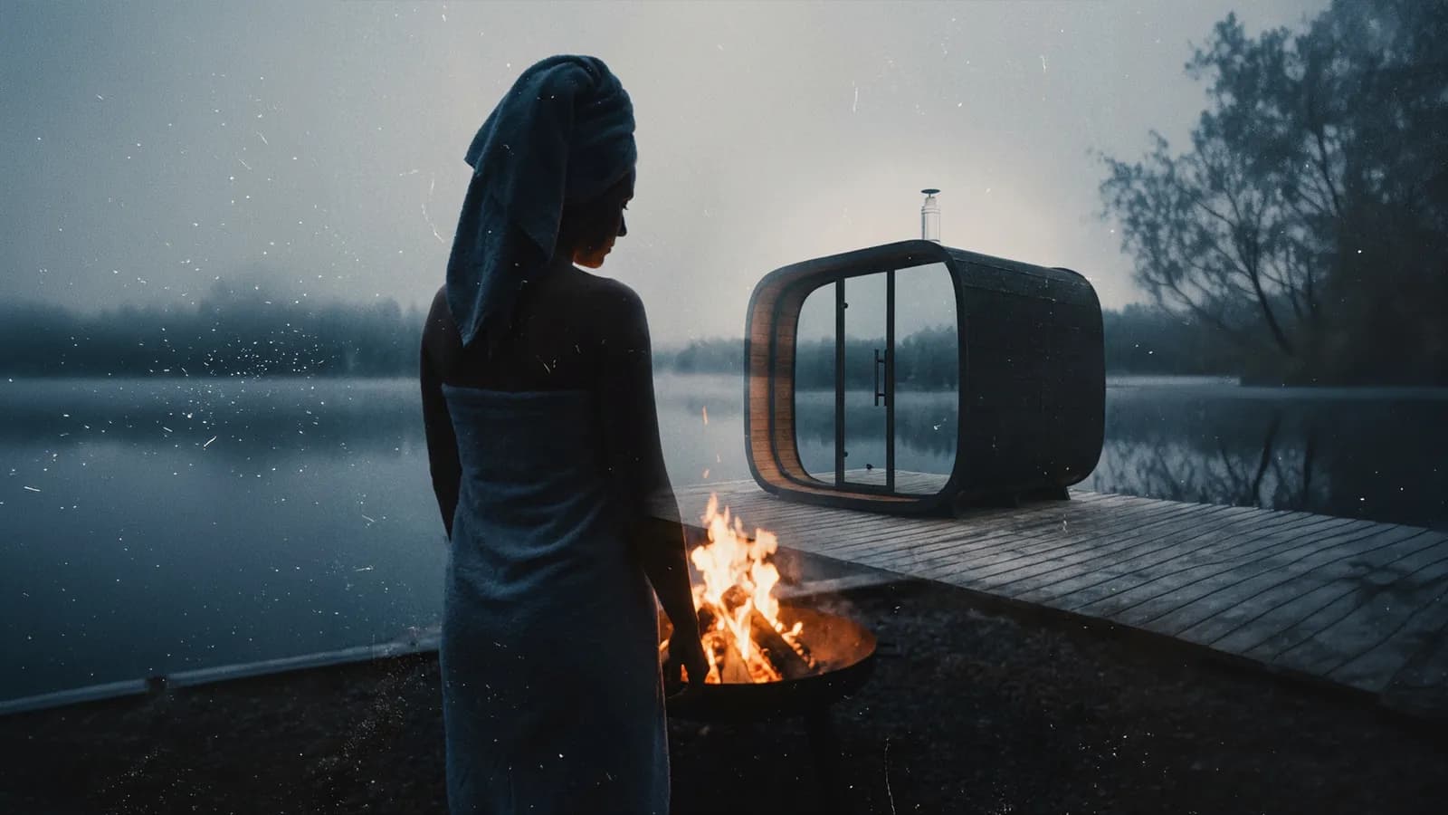 Sauna extérieur installé dans un jardin
